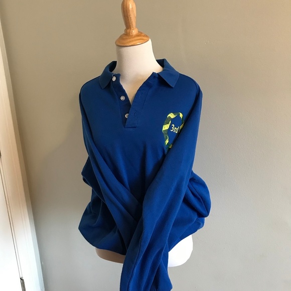 Vintage 80s Funky 3rd Bright Blue 3/4 button top - Picture 2 of 7